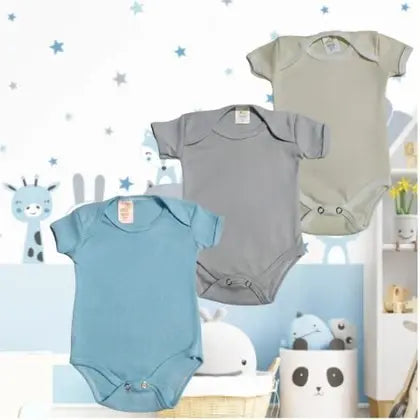 Body Para Bebê Manga Curta 4 Peças Suedine Antialérgico, PMG Menina, Menino e Unissex Premium - MAZZINHA BABY