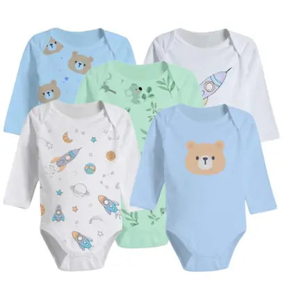 Kit 10 Pçs Bebê Body Longo Estampado ou Liso e Mijão Algodão - Koala Baby